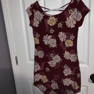 Burgundy Floral Tunic/T-shirt Dress
